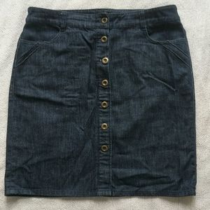 Button-front denim jean skirt